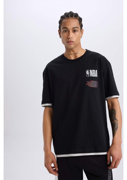 Fit NBA Brooklyn Nets Oversize Geniş Kalıp Bisiklet Yaka Sırt Baskılı Kısa Kollu Tişört D6562AX25SP