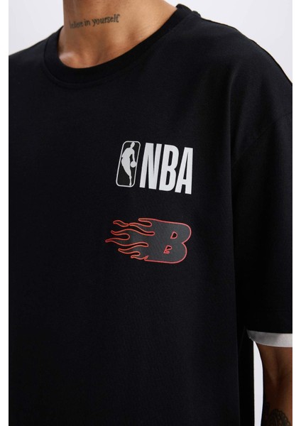 Fit NBA Brooklyn Nets Oversize Geniş Kalıp Bisiklet Yaka Sırt Baskılı Kısa Kollu Tişört D6562AX25SP