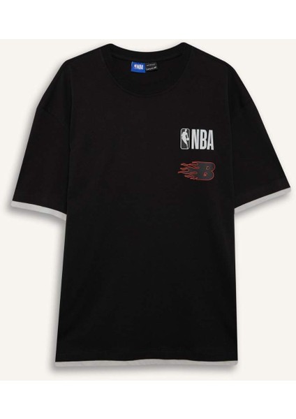 Fit NBA Brooklyn Nets Oversize Geniş Kalıp Bisiklet Yaka Sırt Baskılı Kısa Kollu Tişört D6562AX25SP