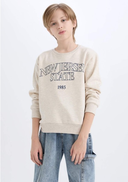 Erkek Çocuk Bisiklet Yaka Baskılı Sweatshirt D6210A824CW