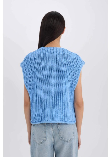 Relax Fit Düğmeli Cepli Triko Yelek E1960AX24WN