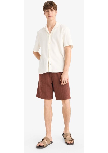 Regular Fit Jakarlı Bermuda Şort E0807AX25SM