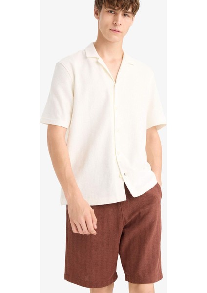 Regular Fit Jakarlı Bermuda Şort E0807AX25SM