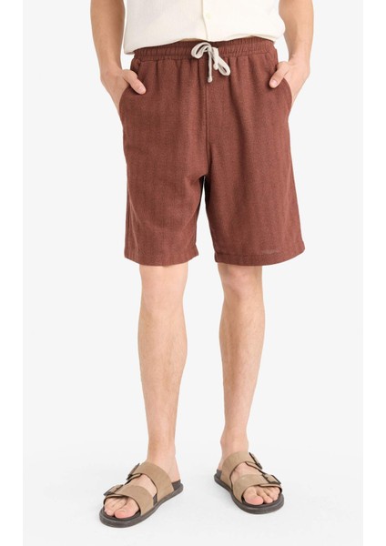 Regular Fit Jakarlı Bermuda Şort E0807AX25SM