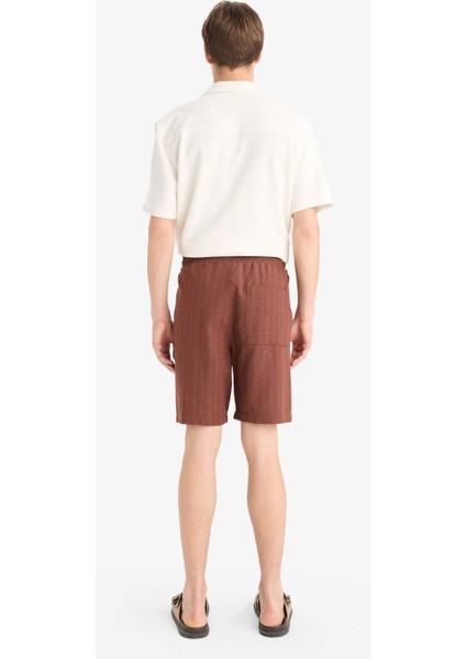 Regular Fit Jakarlı Bermuda Şort E0807AX25SM