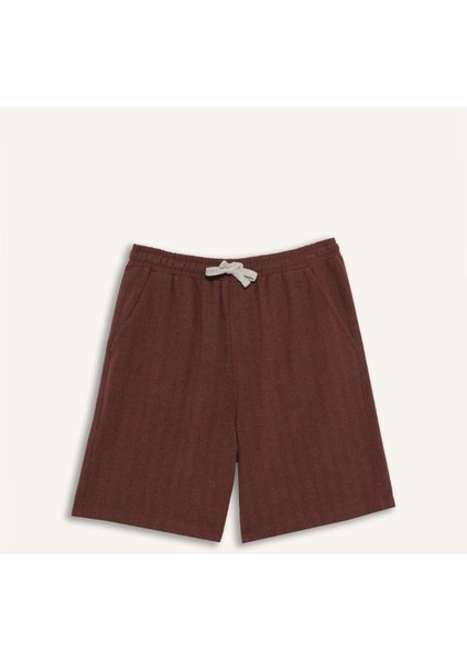 Regular Fit Jakarlı Bermuda Şort E0807AX25SM