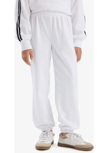 Kız Çocuk 2'li Takım Kapüşonlu Baskılı Sweatshirt Beli Paçası Lastikli Eşofman Altı D9497A825SM