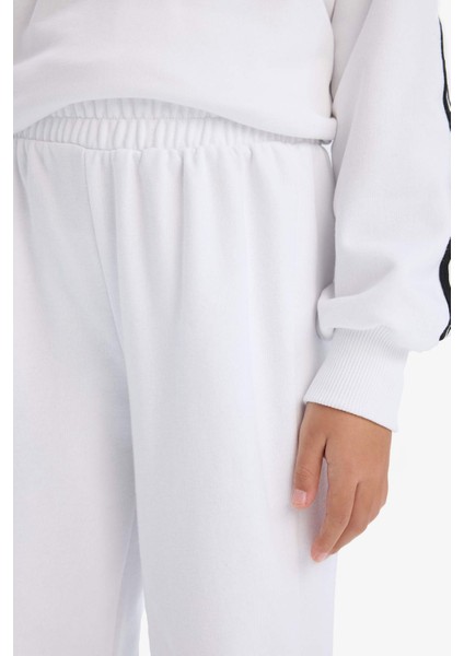 Kız Çocuk 2'li Takım Kapüşonlu Baskılı Sweatshirt Beli Paçası Lastikli Eşofman Altı D9497A825SM