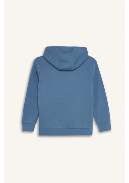 Erkek Çocuk Kapüşonlu Baskılı Cepli İçi Yumuşak Tüylü Sweatshirt D6211A824CW