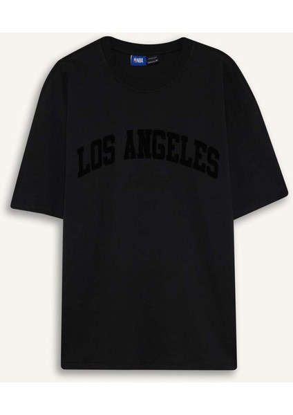 Fit NBA Los Angeles Lakers Oversize Geniş Kalıp Bisiklet Yaka Kısa Kollu Tişört D6714AX25SP