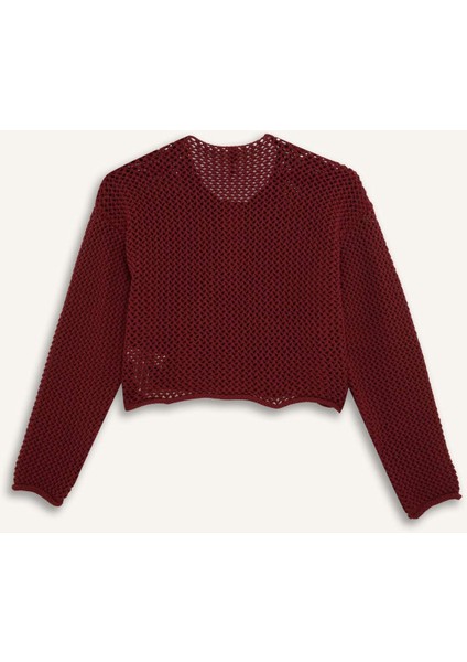 Relax Fit Bisiklet Yaka Düğmeli Örgü Desenli Triko Hırka E1962AX24WN