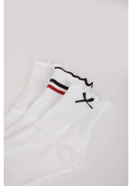 Kadın Kurdele 3'lü Pamuklu Soket Çorap