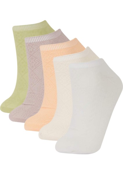 Kadın Rahat Lastikli 5'li Pamuklu Patik Çorap