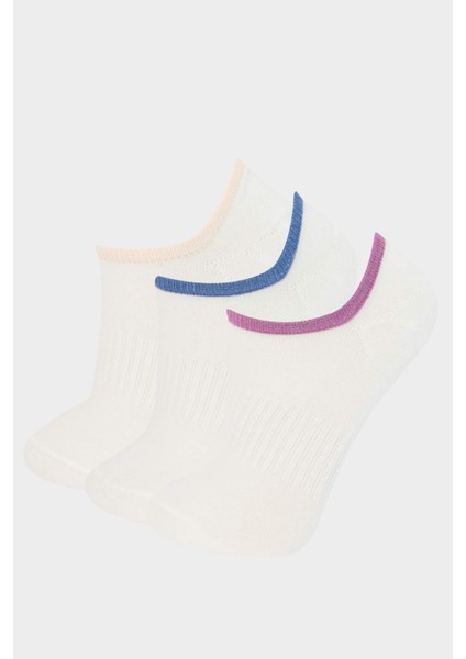 Kadın 3'lü Pamuklu Sneaker Çorap E2090AXNS