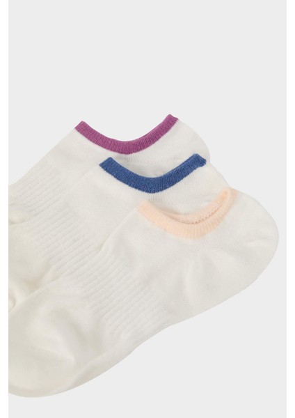 Kadın 3'lü Pamuklu Sneaker Çorap E2090AXNS