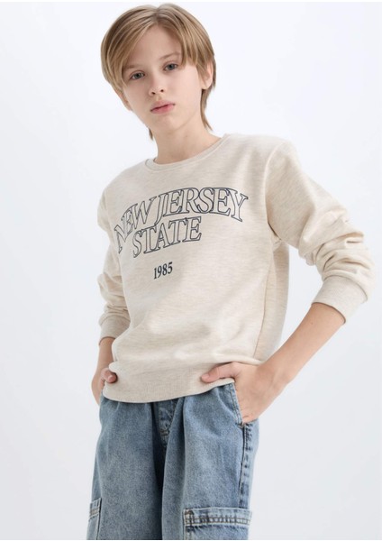 Erkek Çocuk Bisiklet Yaka Baskılı Sweatshirt D6210A824CW