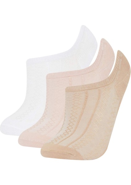 Kadın 3'lü Pamuklu Sneaker Çorap E2083AXNS