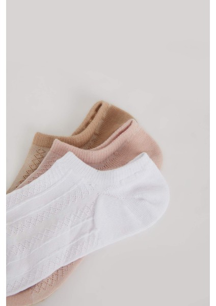 Kadın 3'lü Pamuklu Sneaker Çorap E2083AXNS