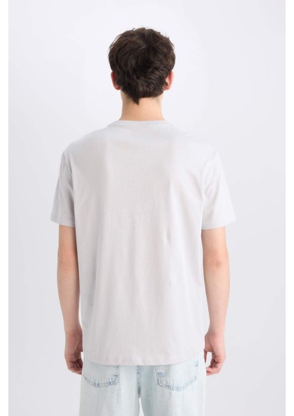 %100 Pamuk Regular Fit Bisiklet Yaka Baskılı Kısa Kollu Tişört E1316AX25SM