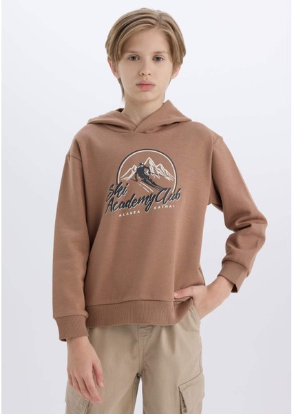 Erkek Çocuk Kapüşonlu Baskılı Sweatshirt D6219A824CW