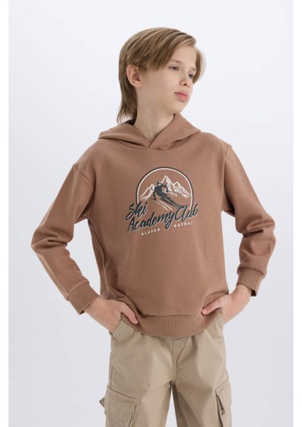 Erkek Çocuk Kapüşonlu Baskılı Sweatshirt D6219A824CW
