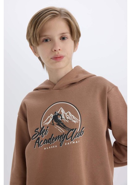 Erkek Çocuk Kapüşonlu Baskılı Sweatshirt D6219A824CW