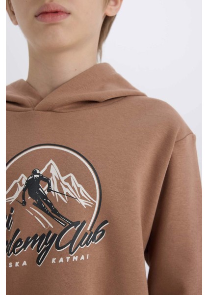 Erkek Çocuk Kapüşonlu Baskılı Sweatshirt D6219A824CW