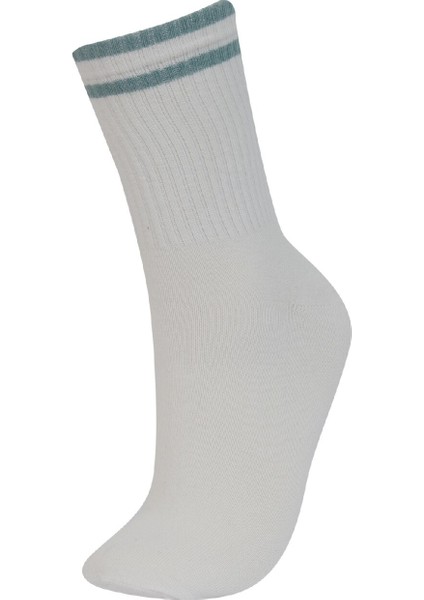 Kadın Rahat Lastikli 3'lü Pamuklu Uzun Çorap E2057AXNS