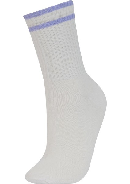 Kadın Rahat Lastikli 3'lü Pamuklu Uzun Çorap E2057AXNS