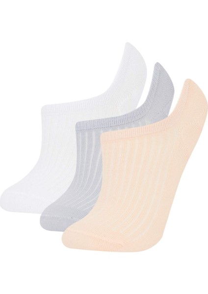 Kadın 3'lü Pamuklu Sneaker Çorap E2085AXNS
