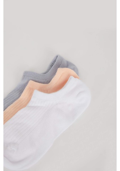 Kadın 3'lü Pamuklu Sneaker Çorap E2085AXNS