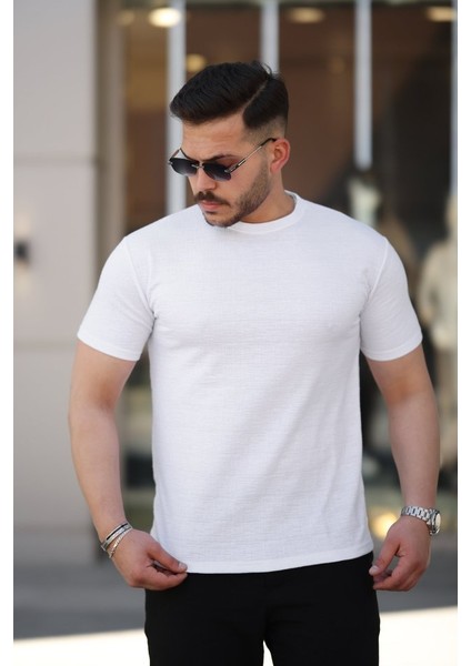 Erkek Ağaç Kabuğu Desenli Kısa Kollu T-Shirt