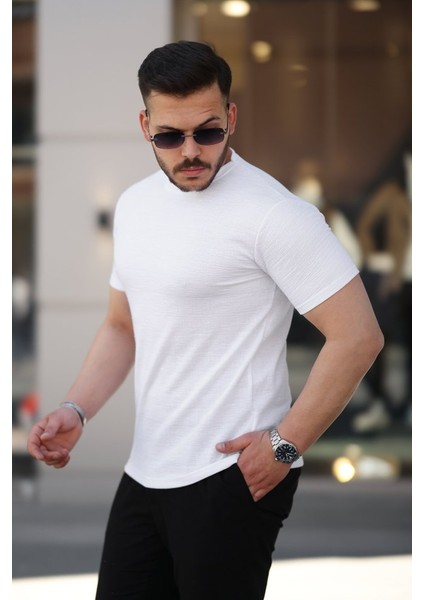 Erkek Ağaç Kabuğu Desenli Kısa Kollu T-Shirt fiyatları