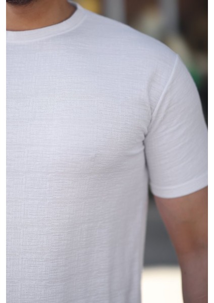 Erkek Ağaç Kabuğu Desenli Kısa Kollu T-Shirt modelleri