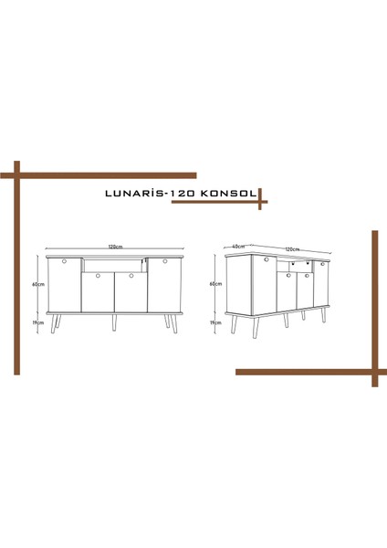 Lunaris Konsol 120 cm %100 Mdf Lake Ahşap Ayaklı fırsatları
