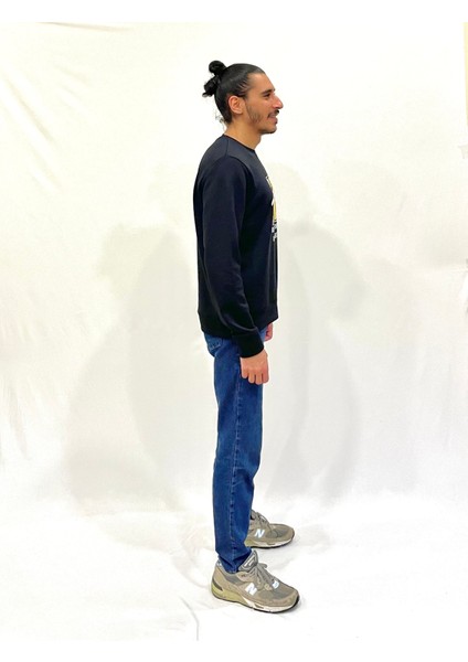 Erkek Bisiklet Yaka Rahat Kalıp 3 Iplik Kalın N Baskılı Sweatshirt SPR24SW25 modelleri