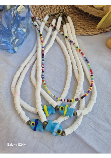 Boncuklu Kolye Seti 2li Pembe Mavi Kolye Balıklı Murano Camlı Kolye fırsatları