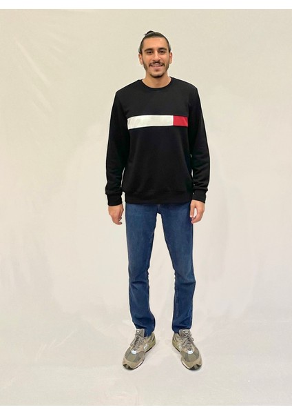 Erkek Bisiklet Yaka Rahat Kalıp 3 Iplik Kalın Garnili Sweatshirt SPR24SW35