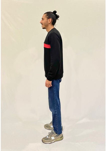 Erkek Bisiklet Yaka Rahat Kalıp 3 Iplik Kalın Garnili Sweatshirt SPR24SW35 fiyatları