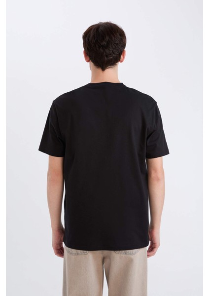 %100 Pamuk Regular Fit Bisiklet Yaka Baskılı Kısa Kollu Tişört E1329AX25SP