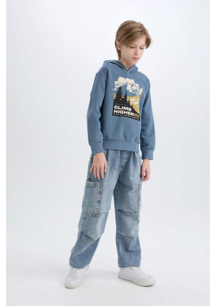 Erkek Çocuk Kapüşonlu Baskılı Sweatshirt D6226A824CW