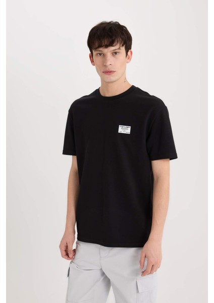 Regular Fit Bisiklet Yaka Ütü Gerektirmeyen Nefes Alabilen Baskılı Kısa Kollu Ağır Kumaş Tişört D5516AX25SP