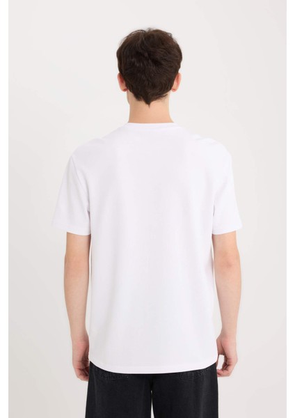 Regular Fit Bisiklet Yaka Ütü Gerektirmeyen Nefes Alabilen Baskılı Kısa Kollu Ağır Kumaş Tişört D5516AX25SP