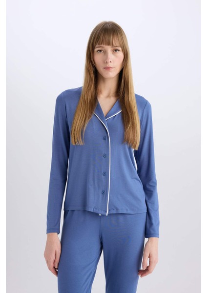Pijama Takımı Regular Fit Uzun Kollu Üst Uzun Alt-Fall in Love E1804AX24WN