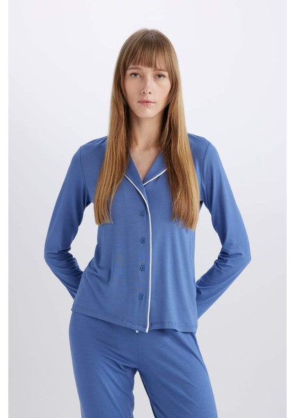 Pijama Takımı Regular Fit Uzun Kollu Üst Uzun Alt-Fall in Love E1804AX24WN