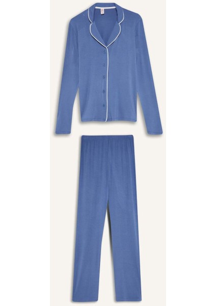 Pijama Takımı Regular Fit Uzun Kollu Üst Uzun Alt-Fall in Love E1804AX24WN