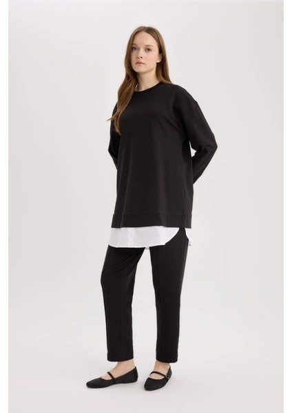 Harem Basic Düz Sweatshirt Kumaşı Pantolon D9363AX25SP