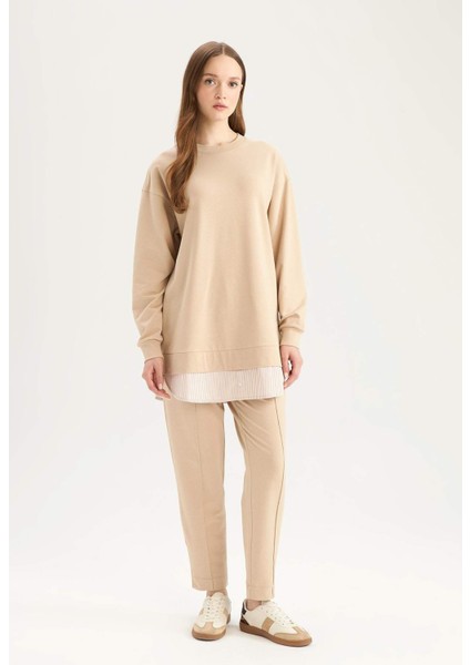 Harem Basic Düz Sweatshirt Kumaşı Pantolon D9363AX25SP