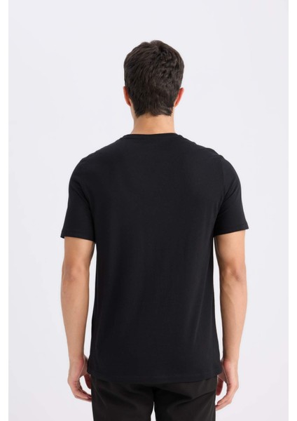 Slim Fit Dar Kesim Bisiklet Yaka Modal Karışımlı Pamuklu Basic Düz Siyah Kısa Kollu Tişört M6606AZ24AU