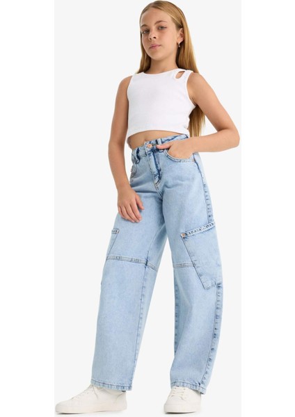 Kız Çocuk Baggy Fit Geniş Bol Paça Jean Pantolon E1742A825SM